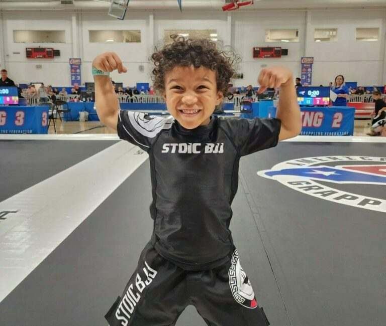 Kid Grappler at a tournament from Stoic Brazilian Jiu Jitsu at the local AGF