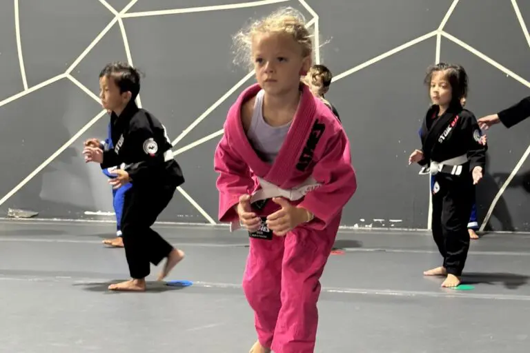 Kids drilling during a class at a BJJ gym in Mansfield, TX